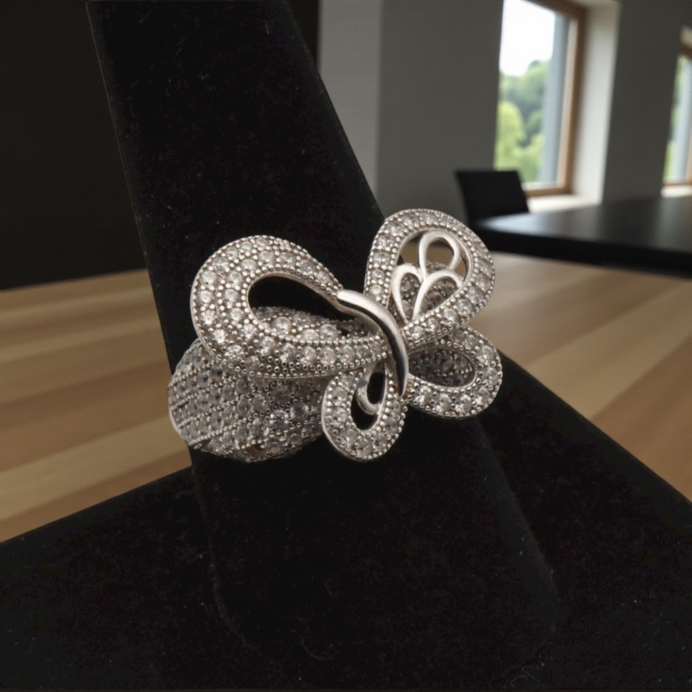 Vintage Sterling Silver Cubic Zirconia size 7 estate VTG weight 11.89G